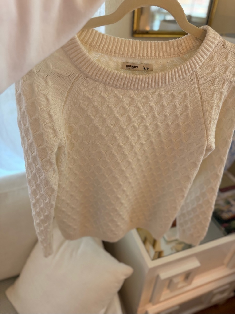 Old Navy Cream Cable Stitch Crewneck Sweater - Picture 6 of 6
